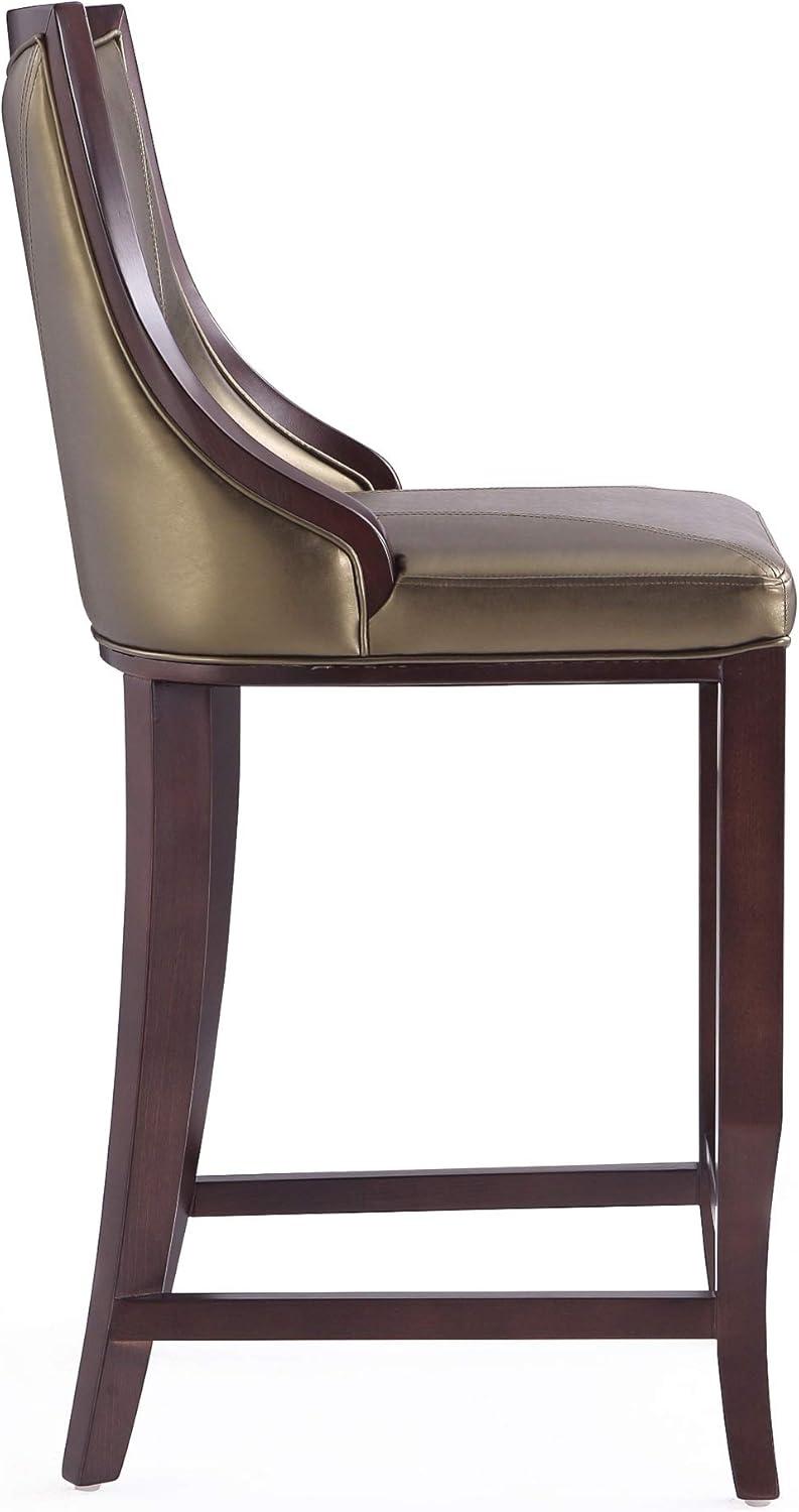 Set of 2 Emperor Upholstered Beech Wood Faux Leather Barstools - Manhattan Comfort