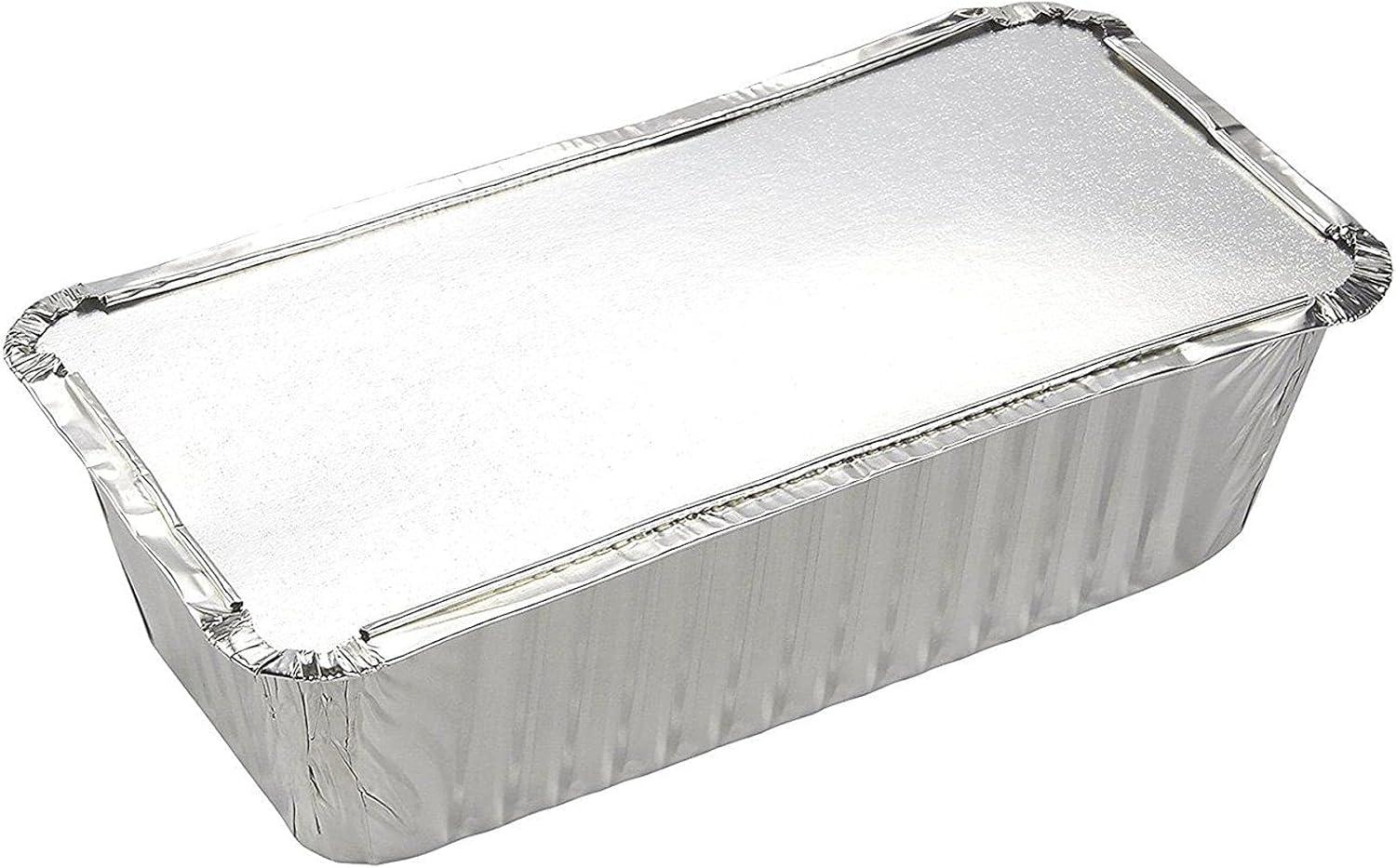 Juvale 50 Pack Disposable Aluminum Loaf Pans with Lids, 22oz Tins for Baking, Heating, Storing, 8.5 x 2.5 x 4.5 In