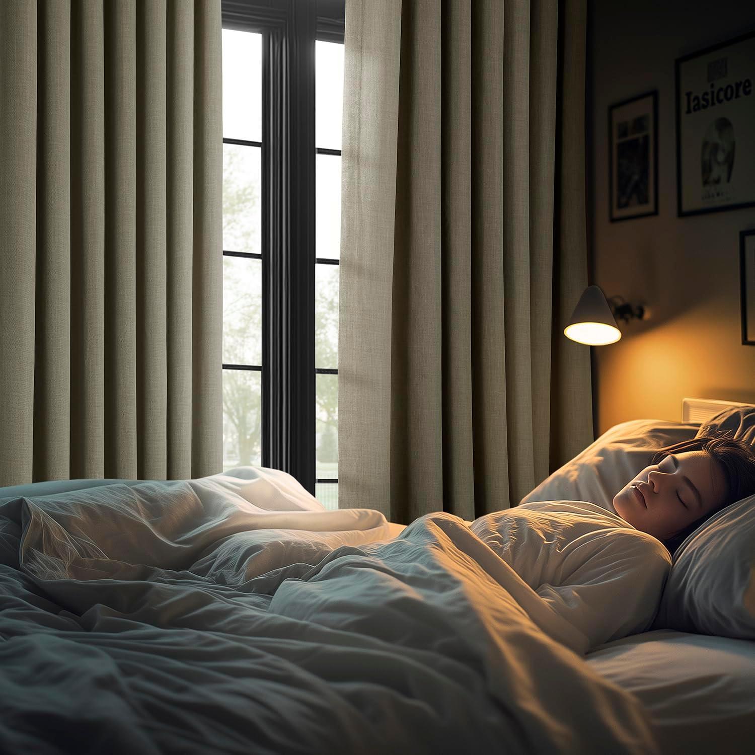 Oatmeal Faux Linen Extra Wide Room Darkening Curtain (1 Panel), Oatmeal, 100W X 108L