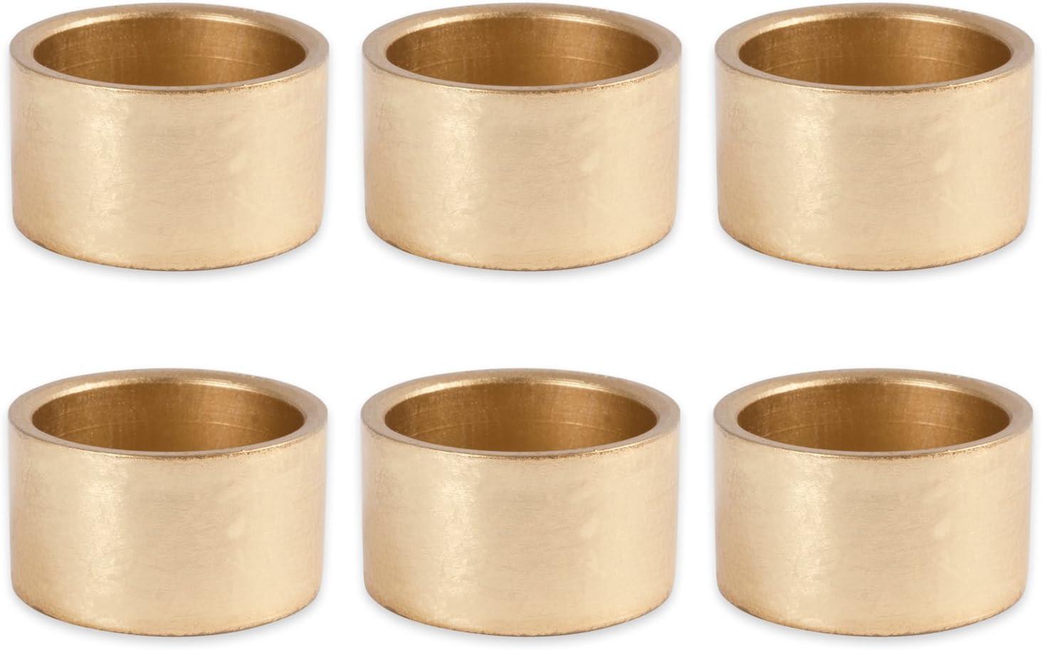 Gold Round Painted Acrylic Napkin Ring Set of 6