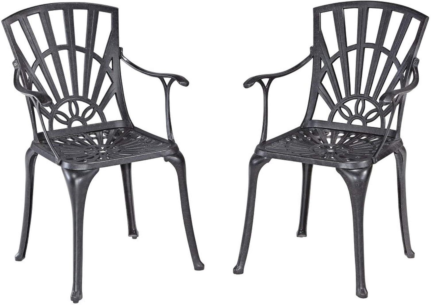 Homestyles Grenada Aluminum Outdoor Chair Pair in Charcoal