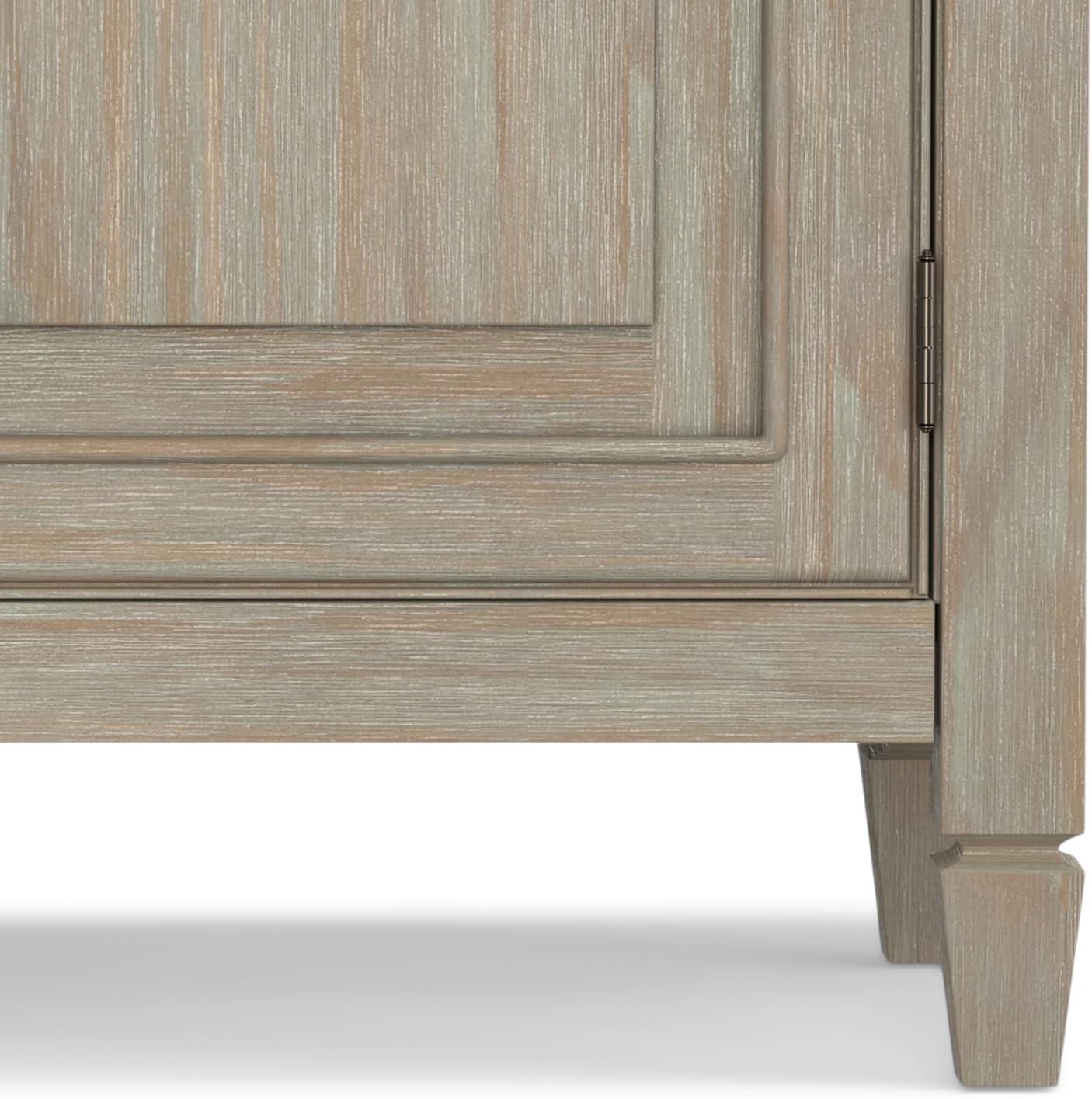 Distressed Grey Solid Wood Freestanding Storage Cabinet with Adjustable Shelving