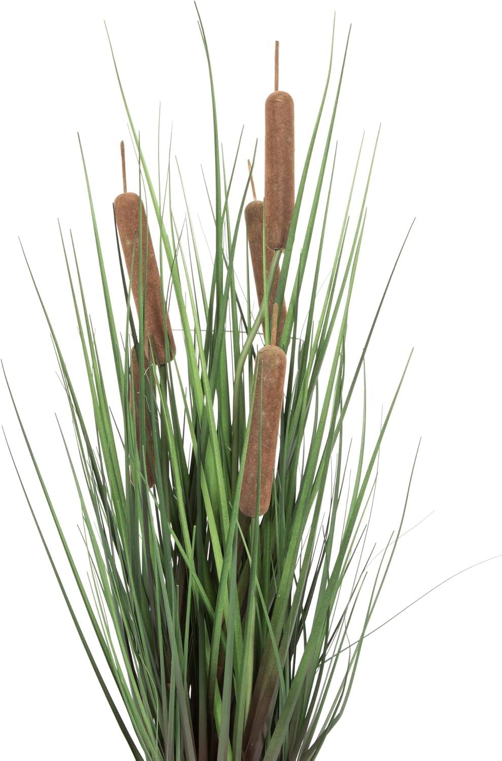 Artificial Potted Green Straight Grass and Cattails.