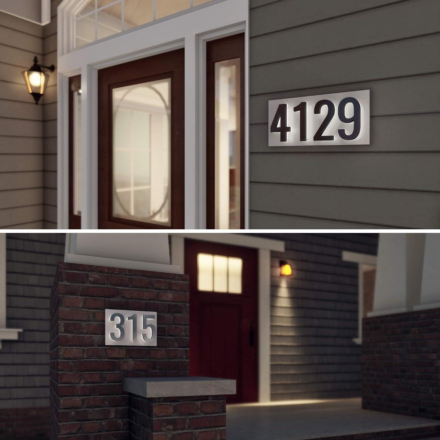 5 Inch Backlit LED House Number - Modern Stainless Steel Address Number with 6000K White Light, Acrylic Backing - 12V Powered, Mounting Plate Sold Separately - Black (Number 3)