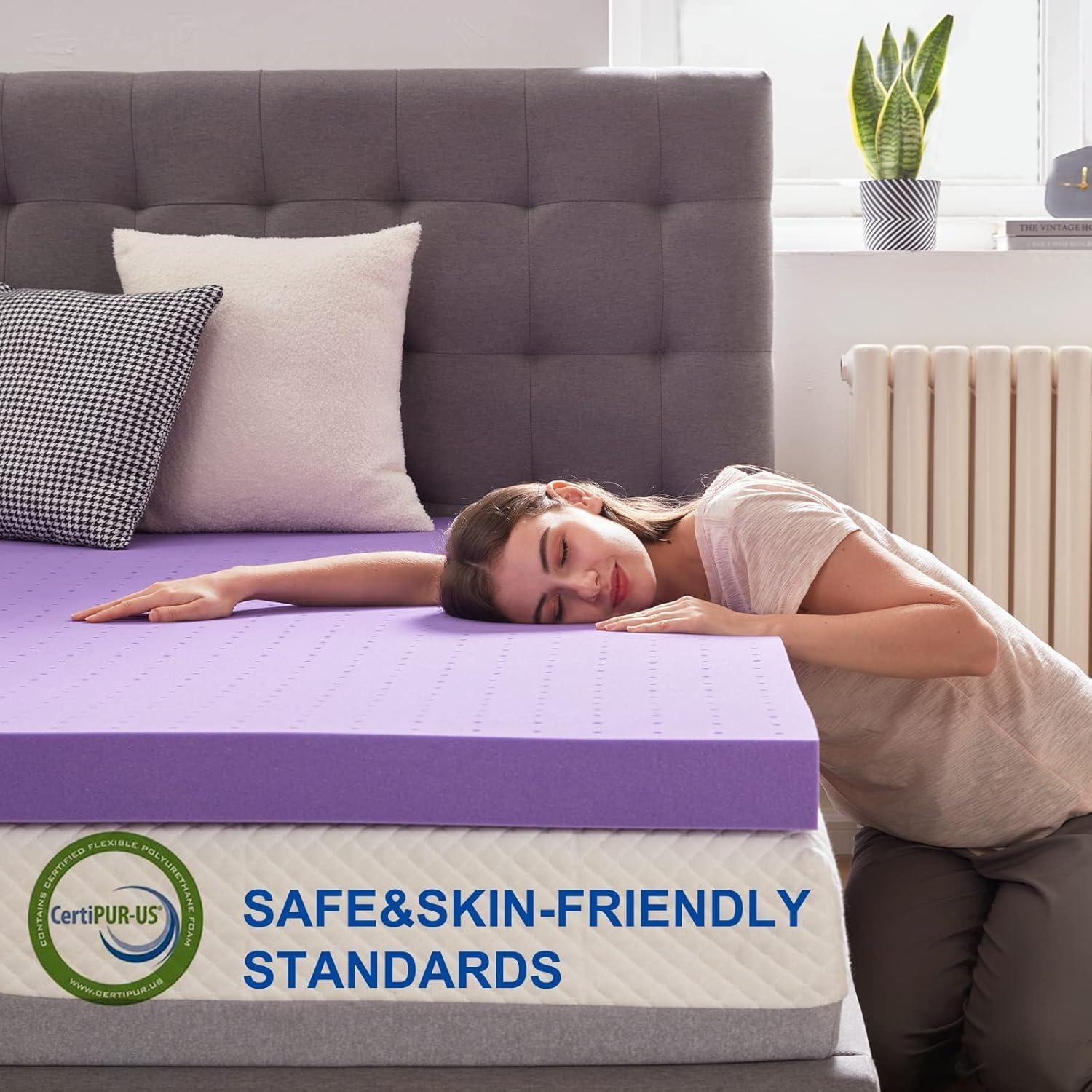 Twin XL Purple Gel Memory Foam Mattress Topper