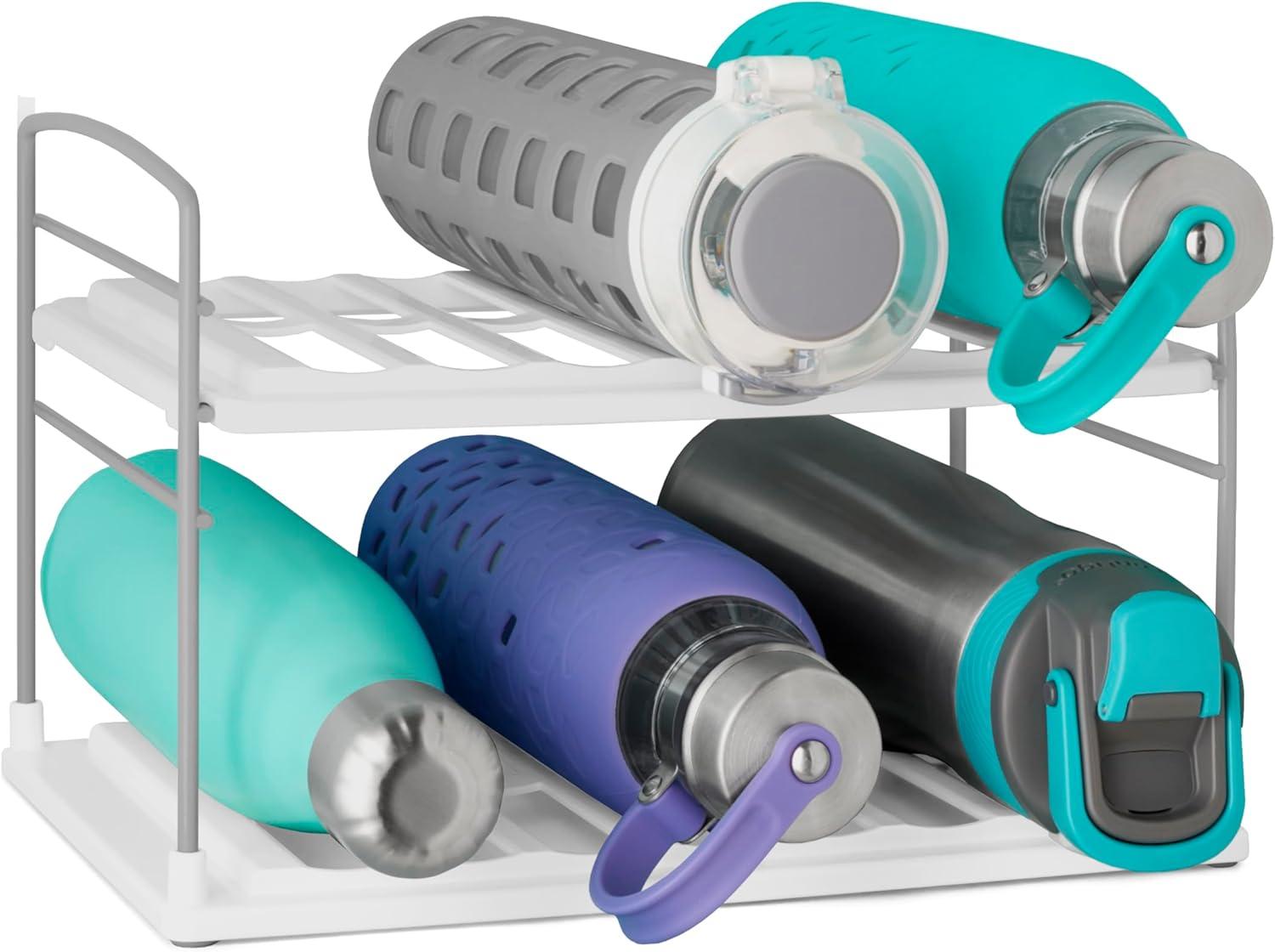 Adjustable 2-Shelf Plastic and Steel Bottle Organizer