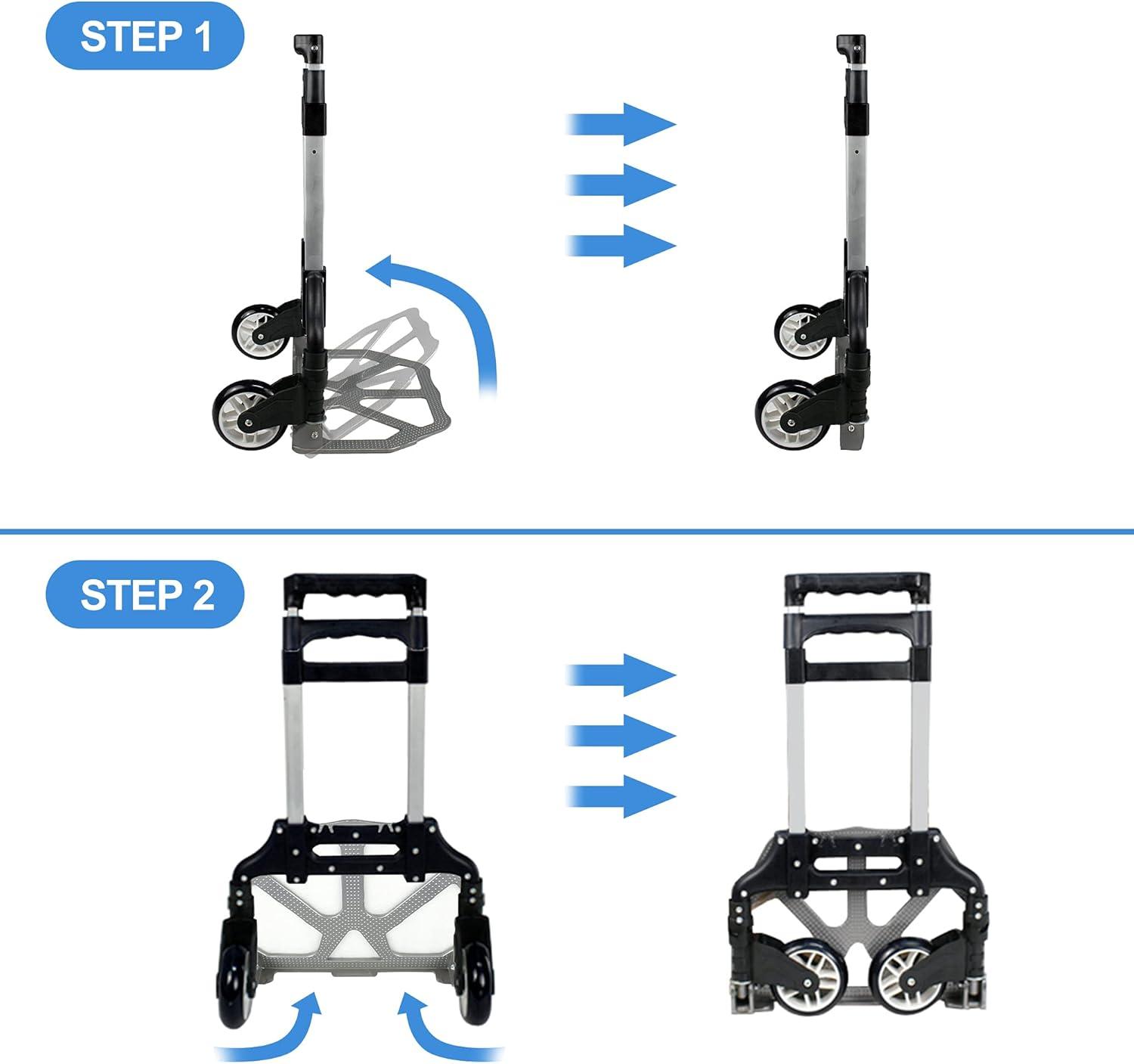 Aluminum Folding Hand Truck with Rubber Wheels and Strap