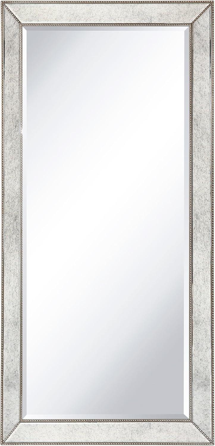 Empire Art Direct Champagne Bead Beveled Rectangle Solid Wood Framed Wall Mirror Ready to Hang, Living Room, Bedroom ＆ Office, 80" x 40"