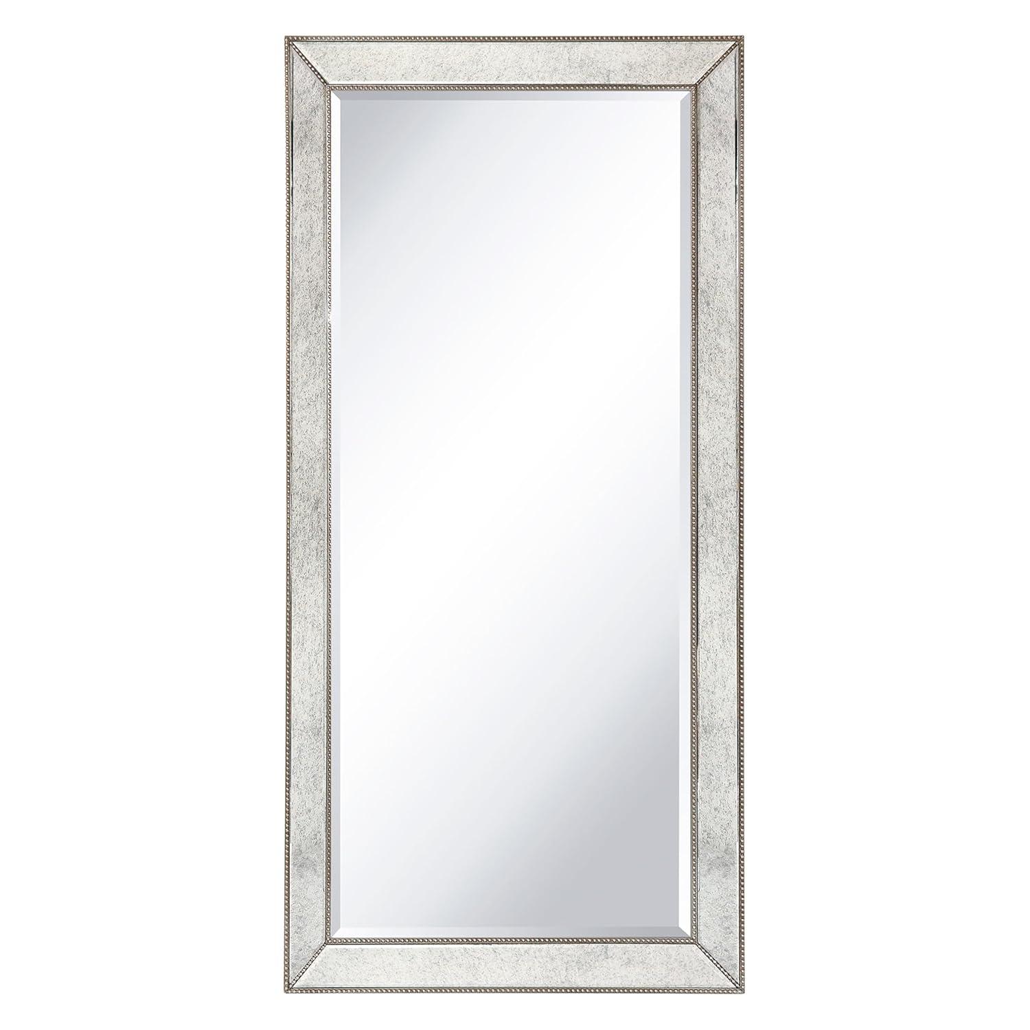 Empire Art Direct Champagne Bead Beveled Rectangle Solid Wood Framed Wall Mirror Ready to Hang, Living Room, Bedroom ＆ Office, 80" x 40"