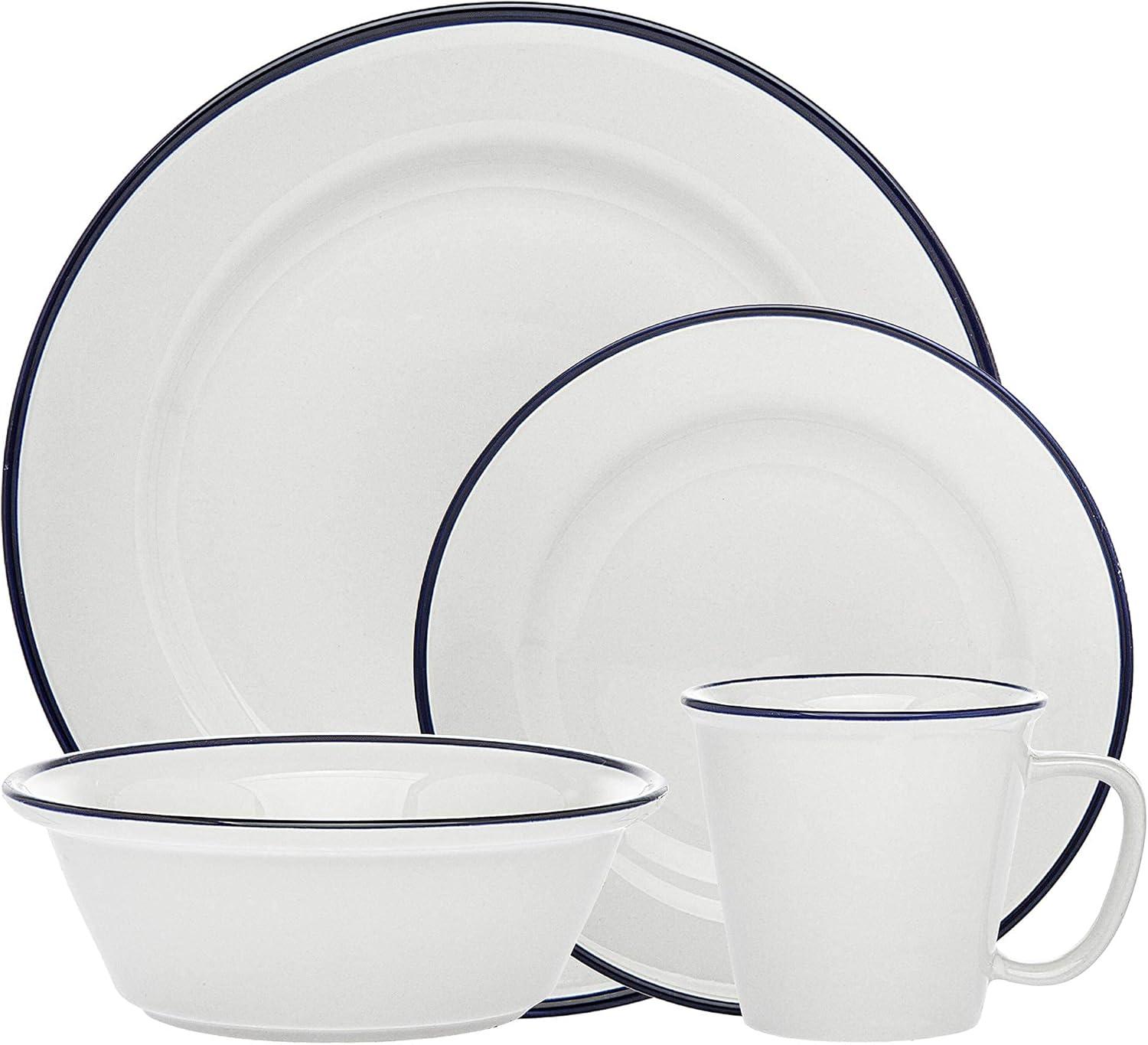 Porcelain Blue and White 16-Piece Dinnerware Set