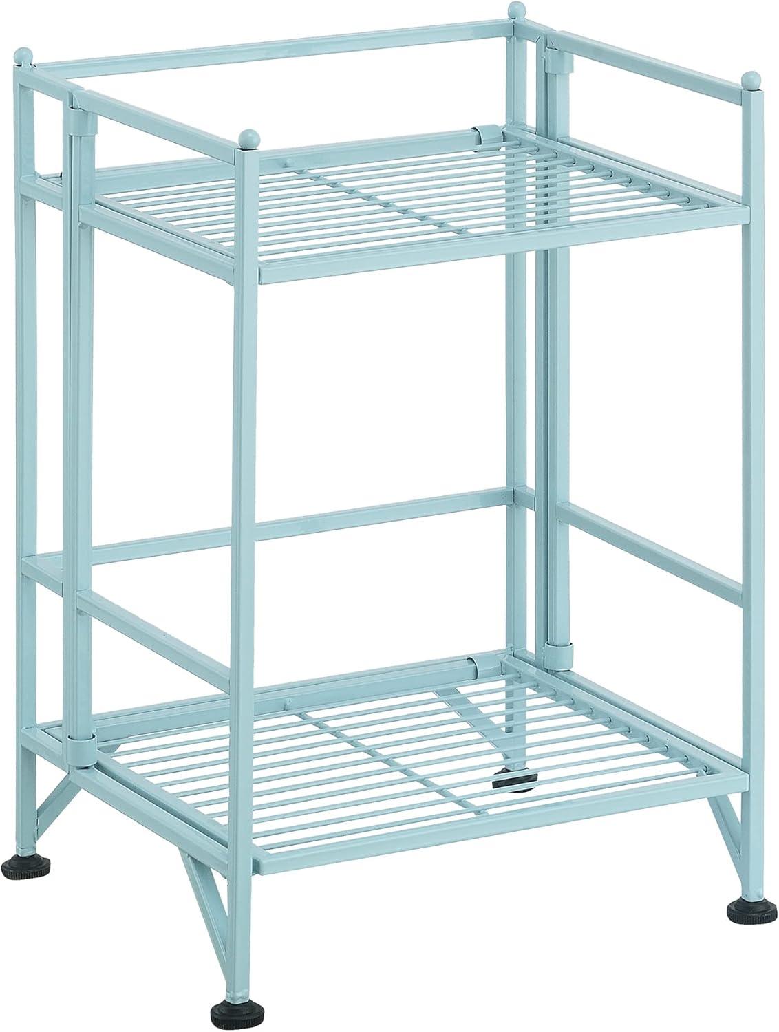 Sea Foam Adjustable 2-Tier Folding Metal Shelf