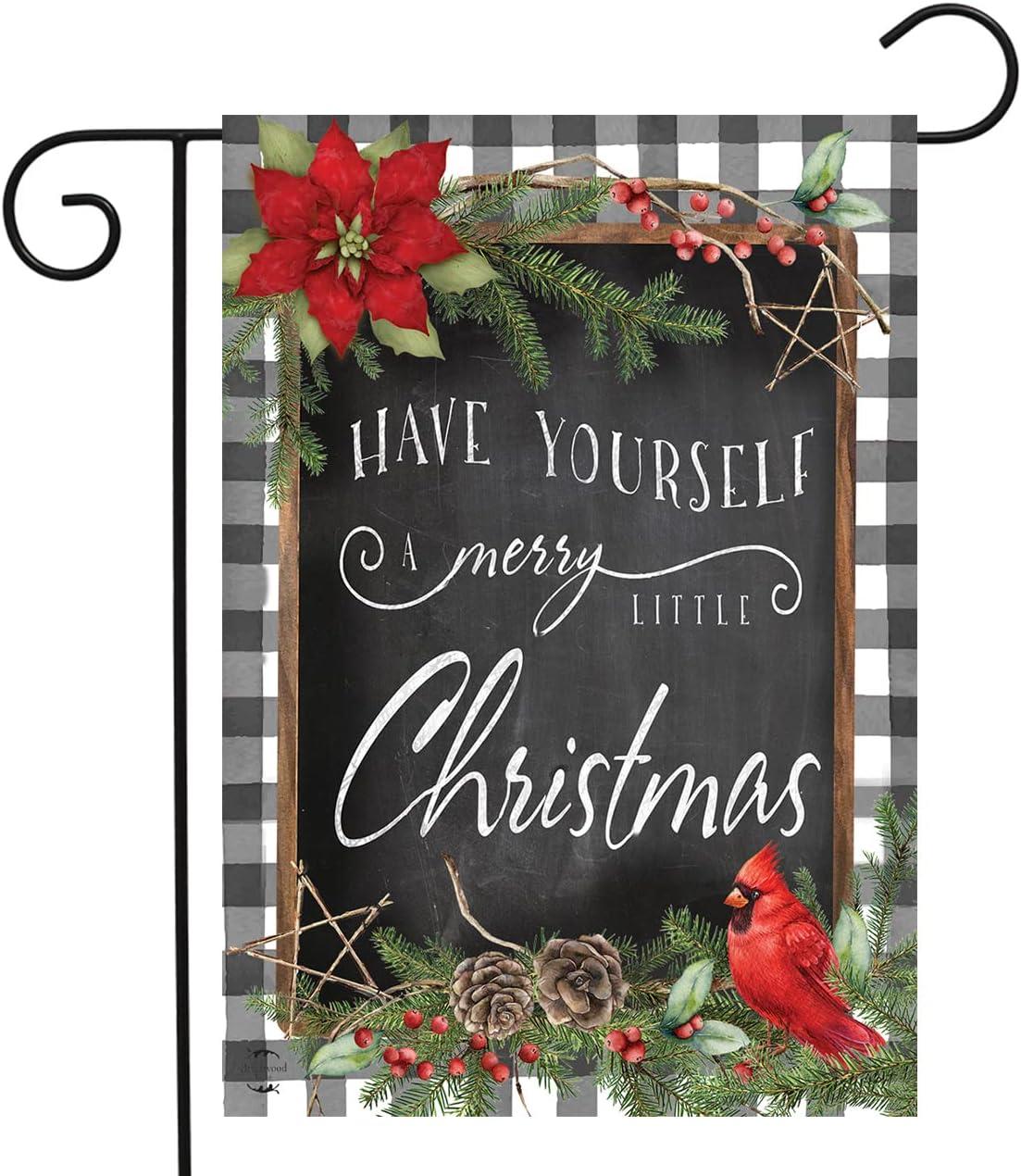 Merry Little Christmas Double-Sided Checkered Garden Flag