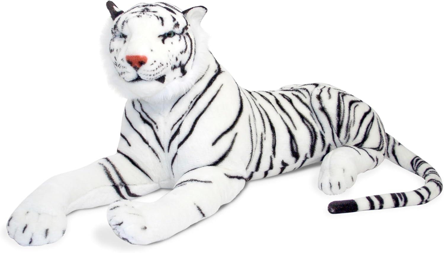 Melissa & Doug Giant Siberian White Tiger - Lifelike Stuffed Animal (over 5 feet long)