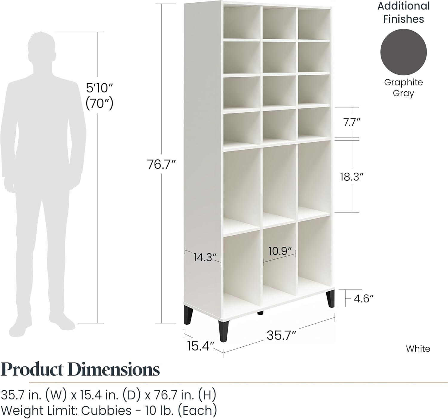 Graphite Engineered Wood Shoe Storage Cabinet with Adjustable Shelves