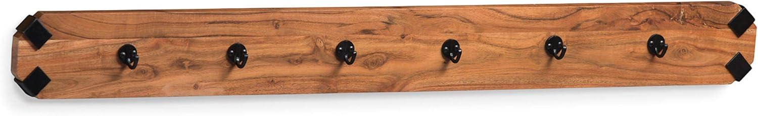 48" Ryegate Live Edge Wood Bench with Coat Hooks Set Natural - Alaterre Furniture: Metal Frame, Mid-Century Modern Style