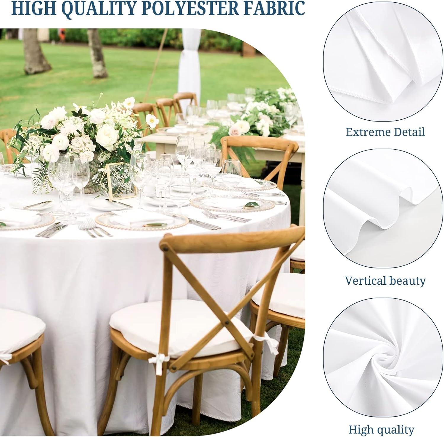Hokku Designs 10 Packs Premium Round Tablecloth 90 Inch White Polyester Table Cloth Bulk Washable Polyester Fabric Tablecloths Table Cover For Wedding Party Banquet Buffet Table Holiday Dinner (White, 90 Inch)