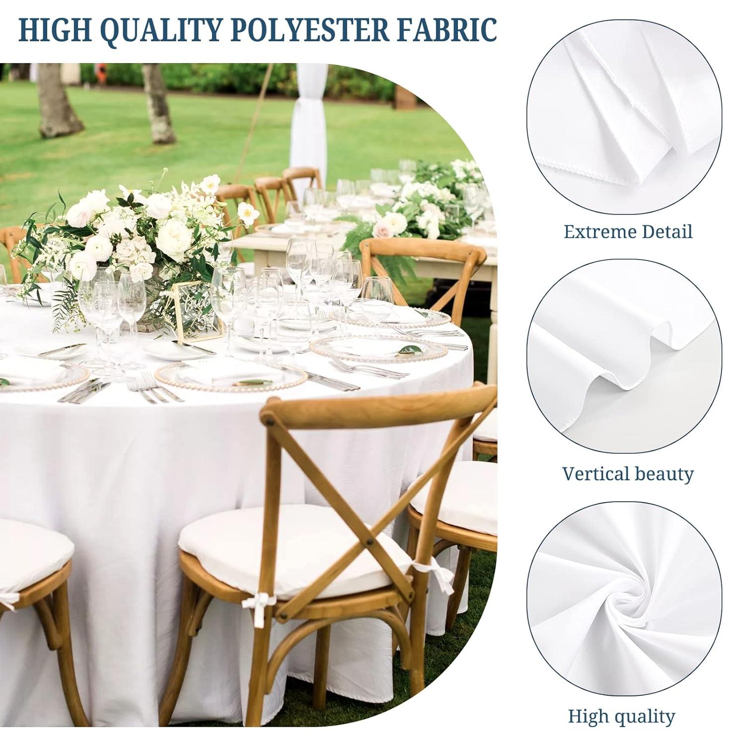 Hokku Designs 10 Packs Premium Round Tablecloth 90 Inch White Polyester Table Cloth Bulk Washable Polyester Fabric Tablecloths Table Cover For Wedding Party Banquet Buffet Table Holiday Dinner (White, 90 Inch)