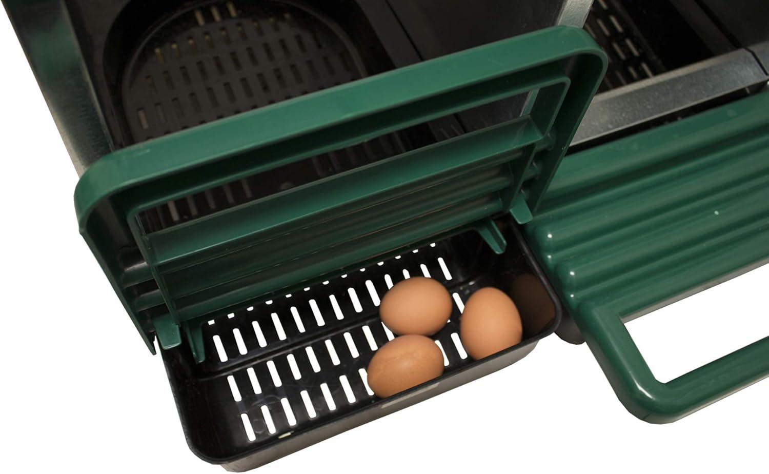 Compact Style 3 Compartment, Forward Rollout & Rollaway, Hen & Chicken Nesting Box with Protective Egg Laying Collection Lids