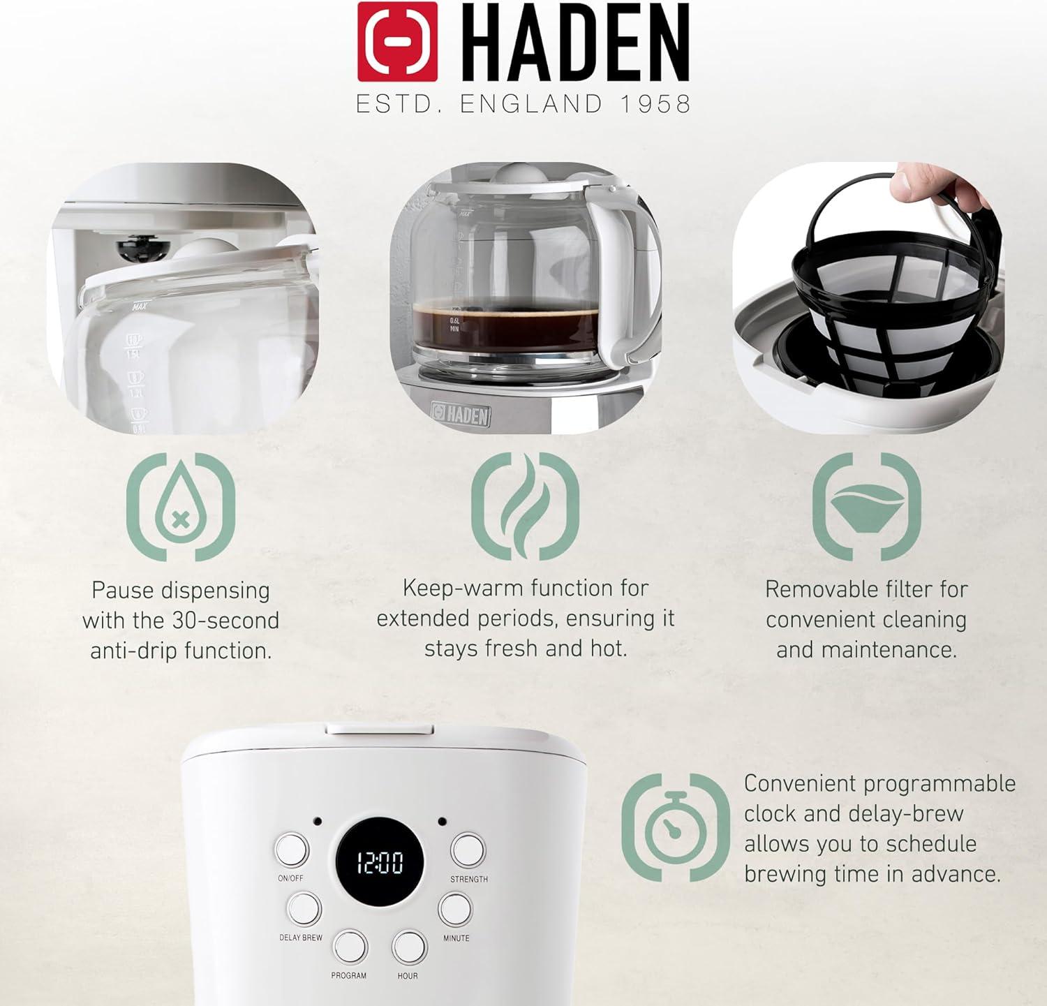 HADEN Ivory Programmable Drip Coffee Maker