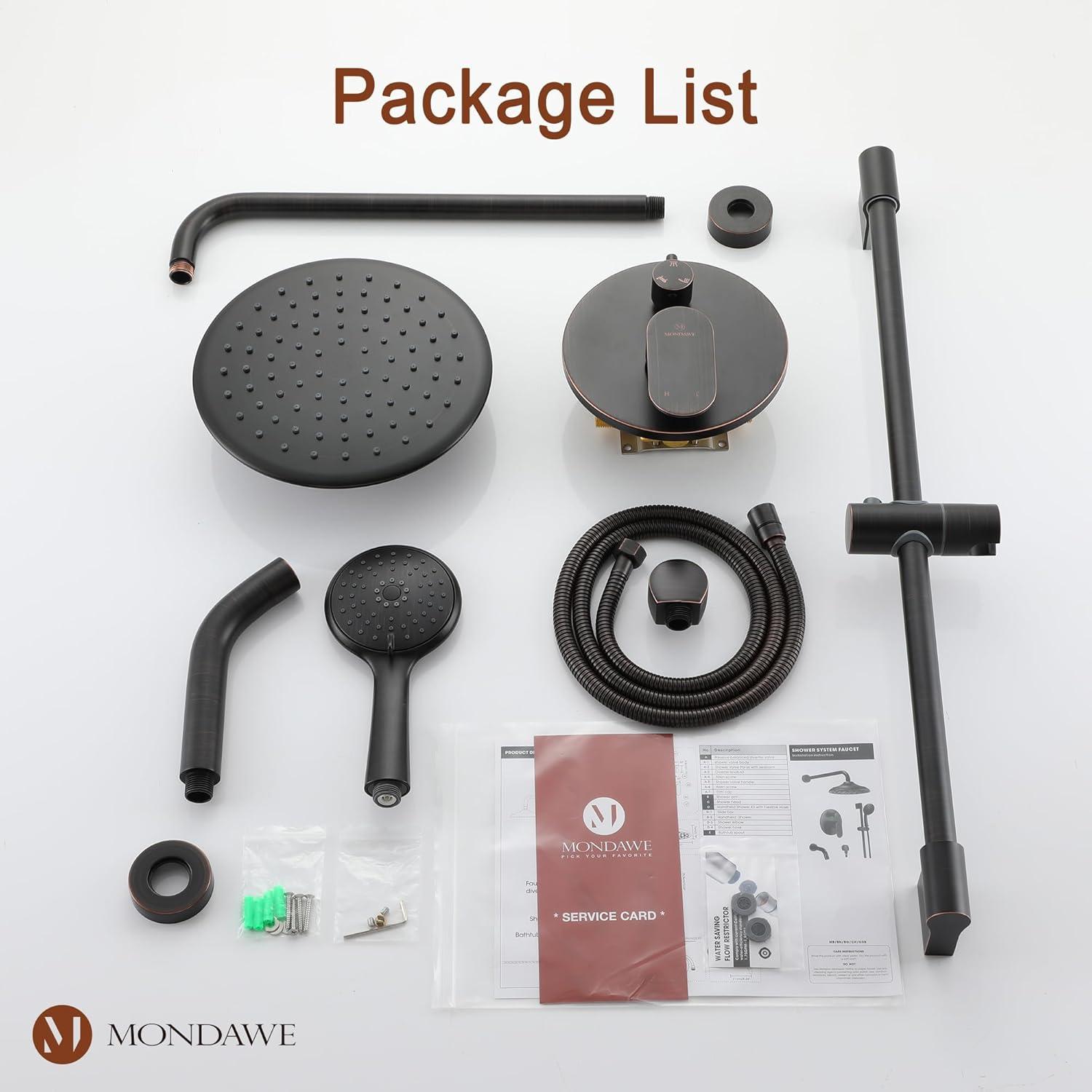 mondawe Calliope Wall Mounted 2-Function Retro Pressure-Balanced Shower System with 3 Setting Handheld MD-A3815-ORB