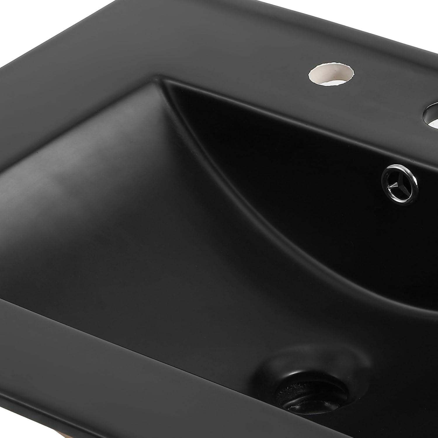 Ancillary 3-Hole 24" Classic Contemporary Rectangular Ceramic Single Sink Basin Vanity Top