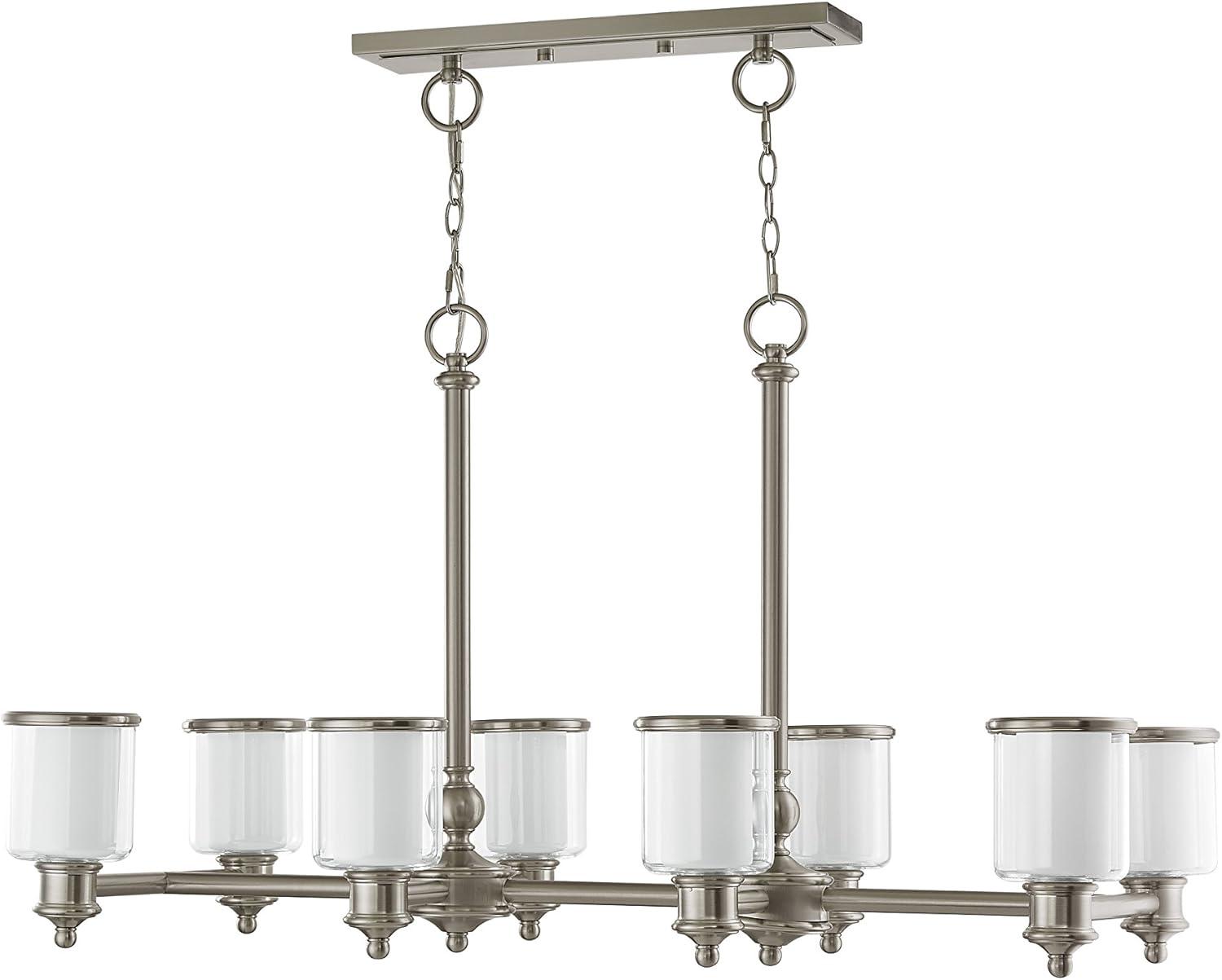 Livex Lighting 40208-91 Transitional Eight Light Linear Chandelier from Middlebush Collection in Pwt, Nckl, B/S, Slvr. Finish, 41.75 inches, 24.50x41.75x20.00, Brushed Nickel