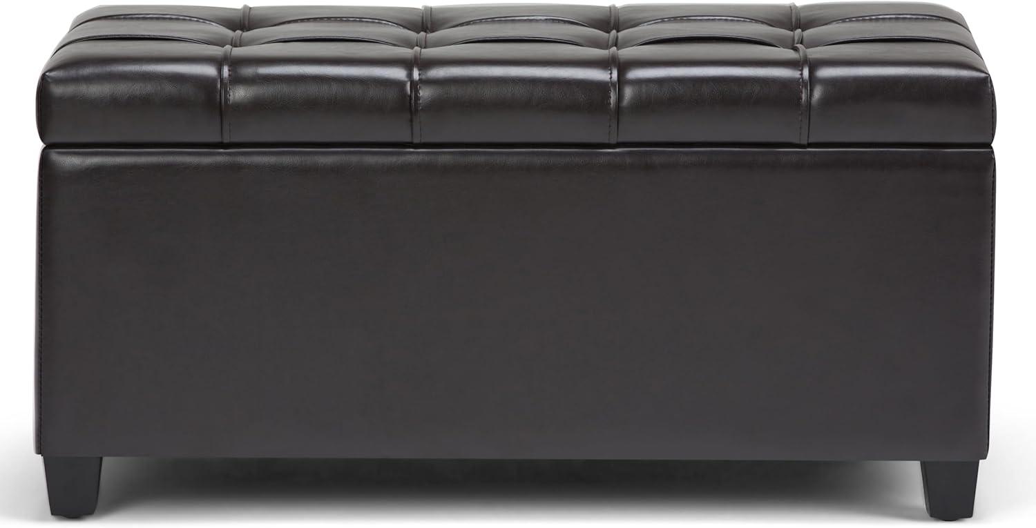 Simpli Home Sienna 33"W Upholstered Storage Ottoman Bench with Lift-Up Tufted Top