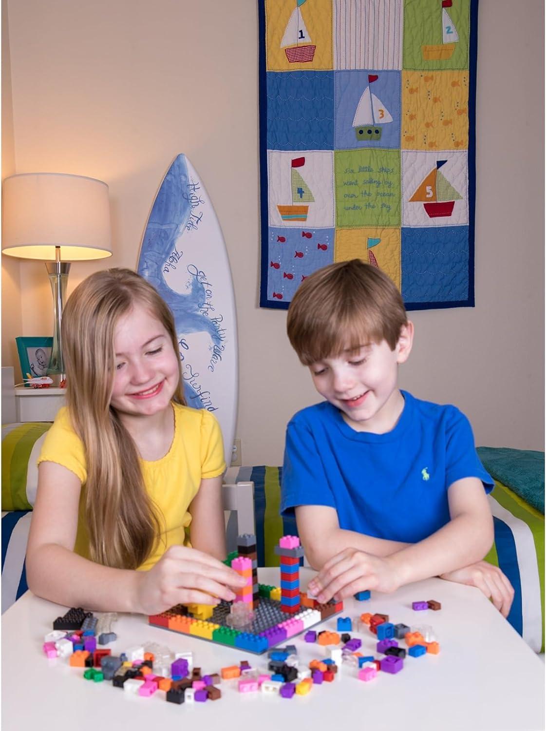 Strictly Briks Toy Building Block - Vibrant Colors - 216 Pieces with 6x6 Inch Baseplate - 100% Compatible with All Major Brick Brands