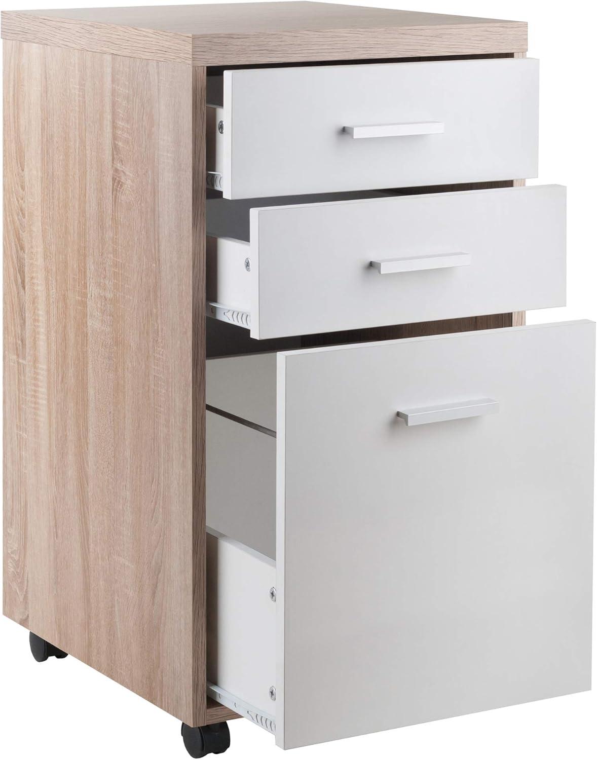 Kenner Mobile File Cabinet Wood - Winsome: Mid-Century Modern, 3-Drawer Office Storage, Anti-Tip Hardware