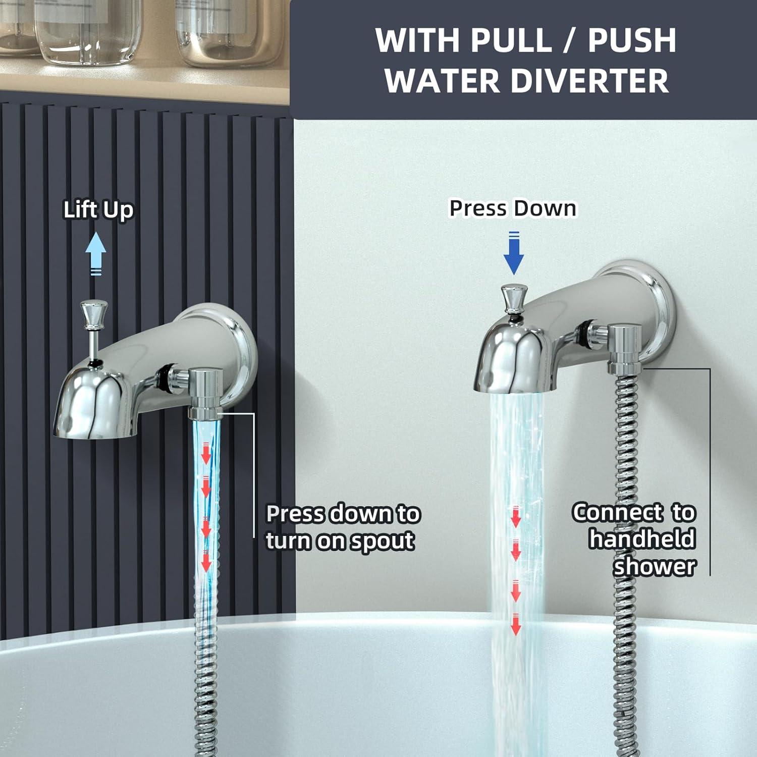 Chrome Handheld Wall Mounted Tub Spout with Diverter