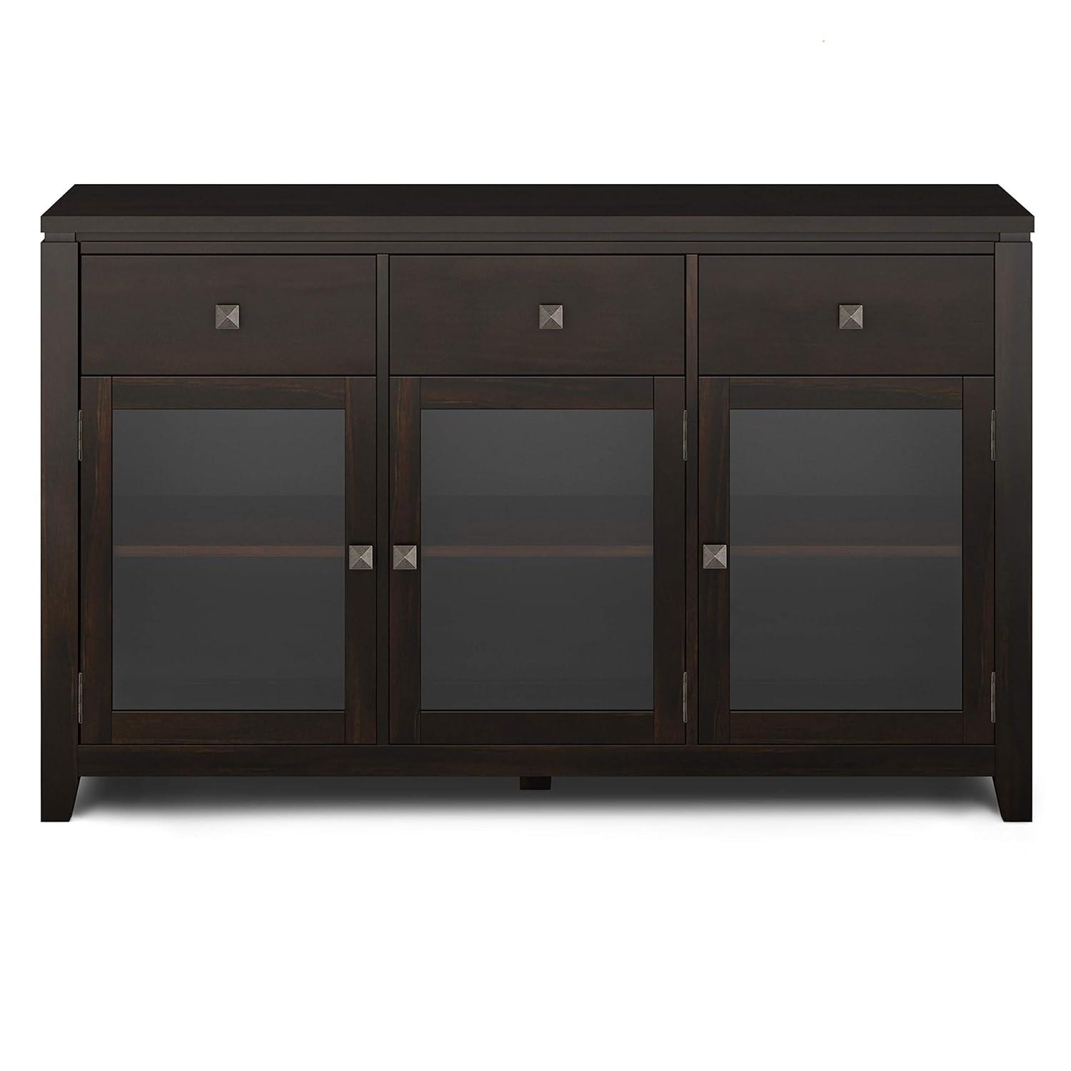 Simpli Home Cosmopolitan 54"W Solid Wood Contemporary 3-Door Sideboard Buffet with 3 Drawers