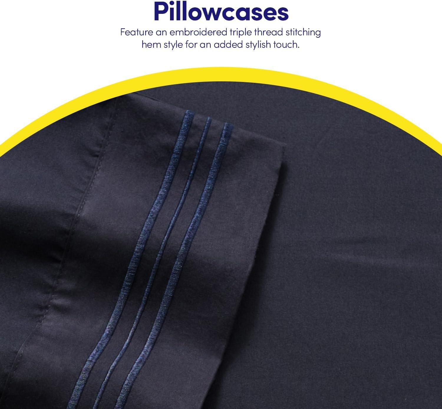 1500 Supreme Collection Queen Sheet Sets Navy Blue - Luxury Hotel Bed Sheets and Pillowcase Set for Queen Mattress - Extra Soft, Elastic Corner Straps, Deep Pocket Sheets, Queen Navy Blue