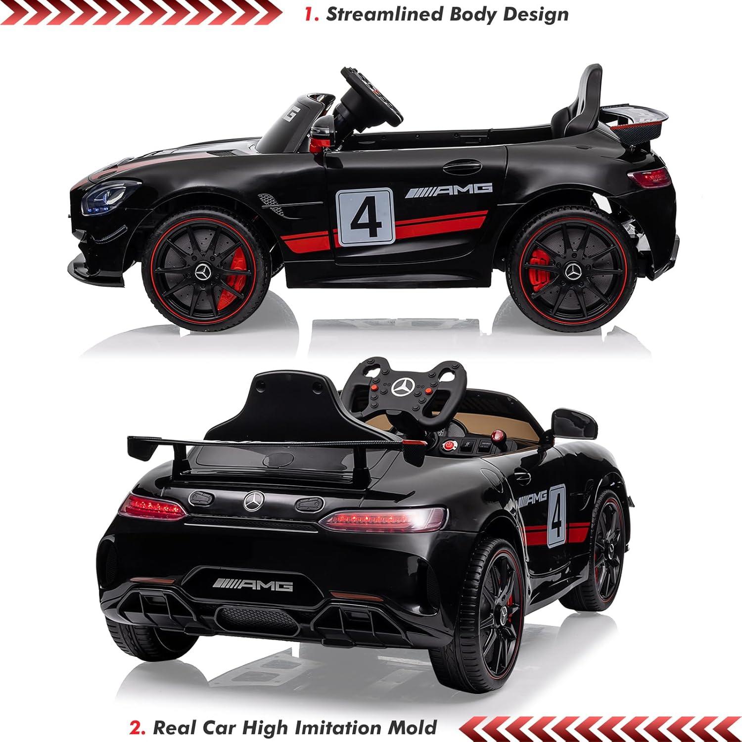 Black 12V Mercedes-Benz AMG Kids Ride-On Car with Remote