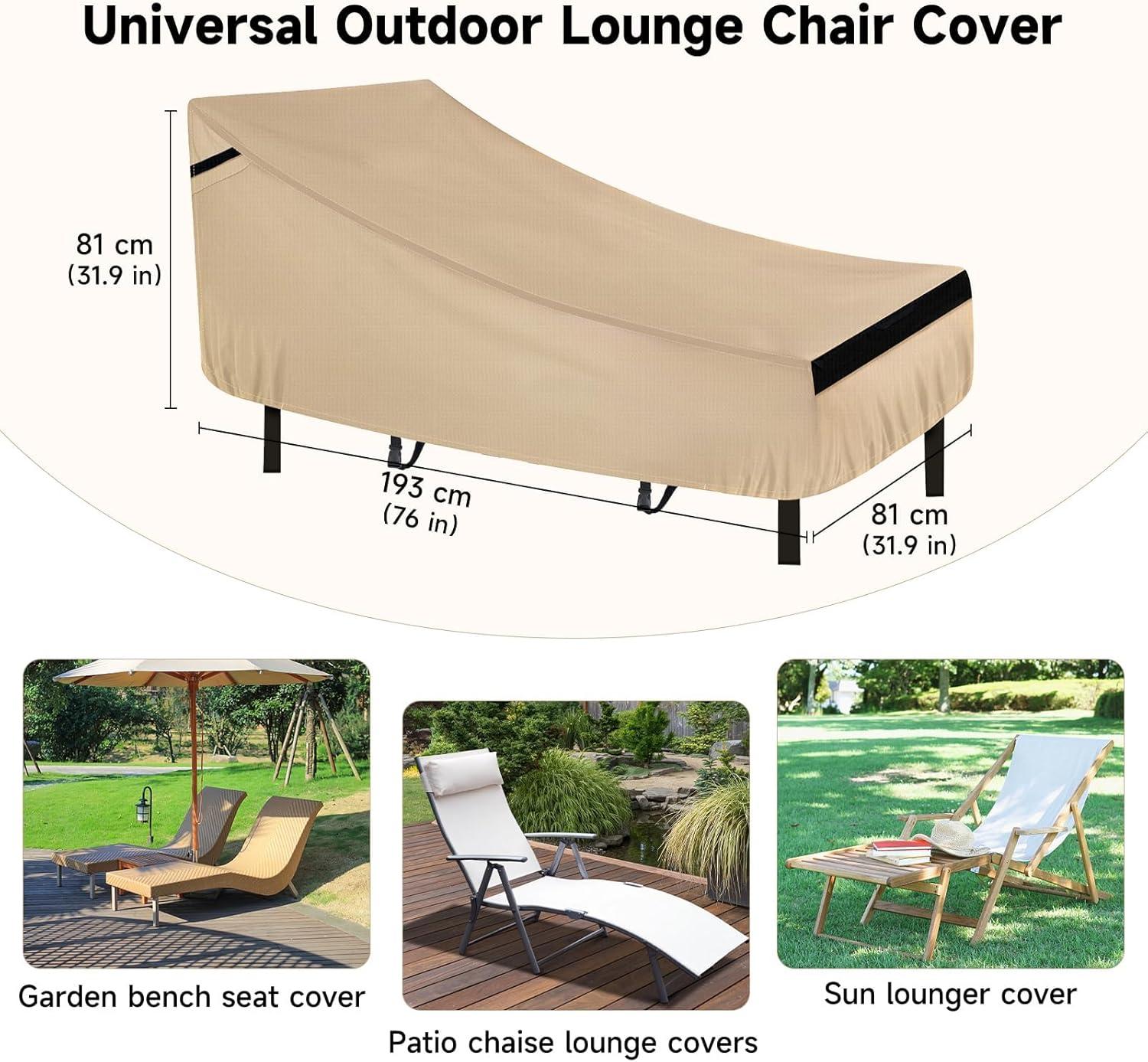 Heavy Duty Beige Waterproof Patio Lounge Chair Cover