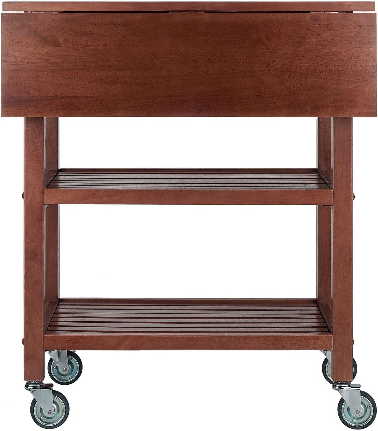 Jonathan Kitchen Cart Walnut - Winsome: Rolling Island with Storage, Wood Composite Surface