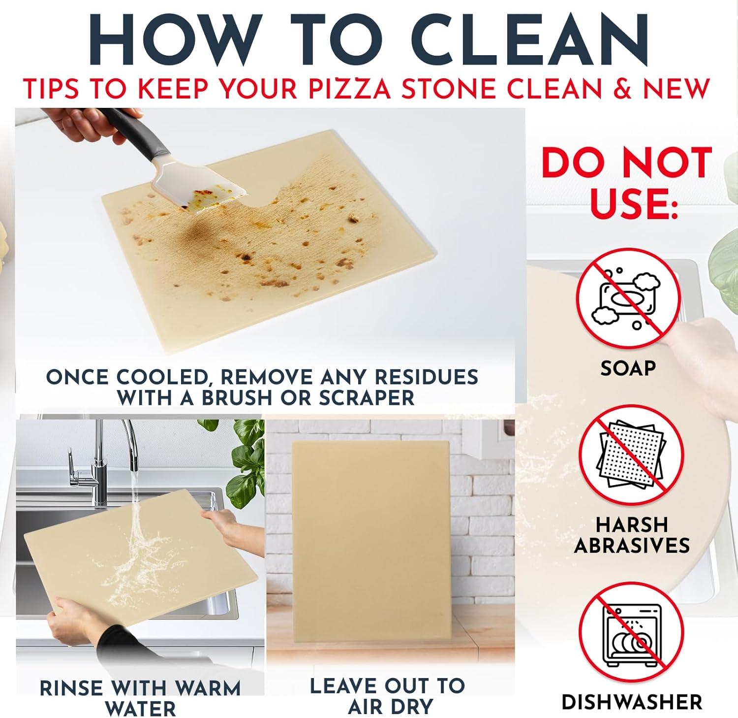 LIFETIME FLOORING LLC Pizza Stone For Oven Set -  Stone For Grill - 3PCS Pizzamaking Accessories - Large Pizza Oven Stones - Baking Stones For Bread And Pizzas