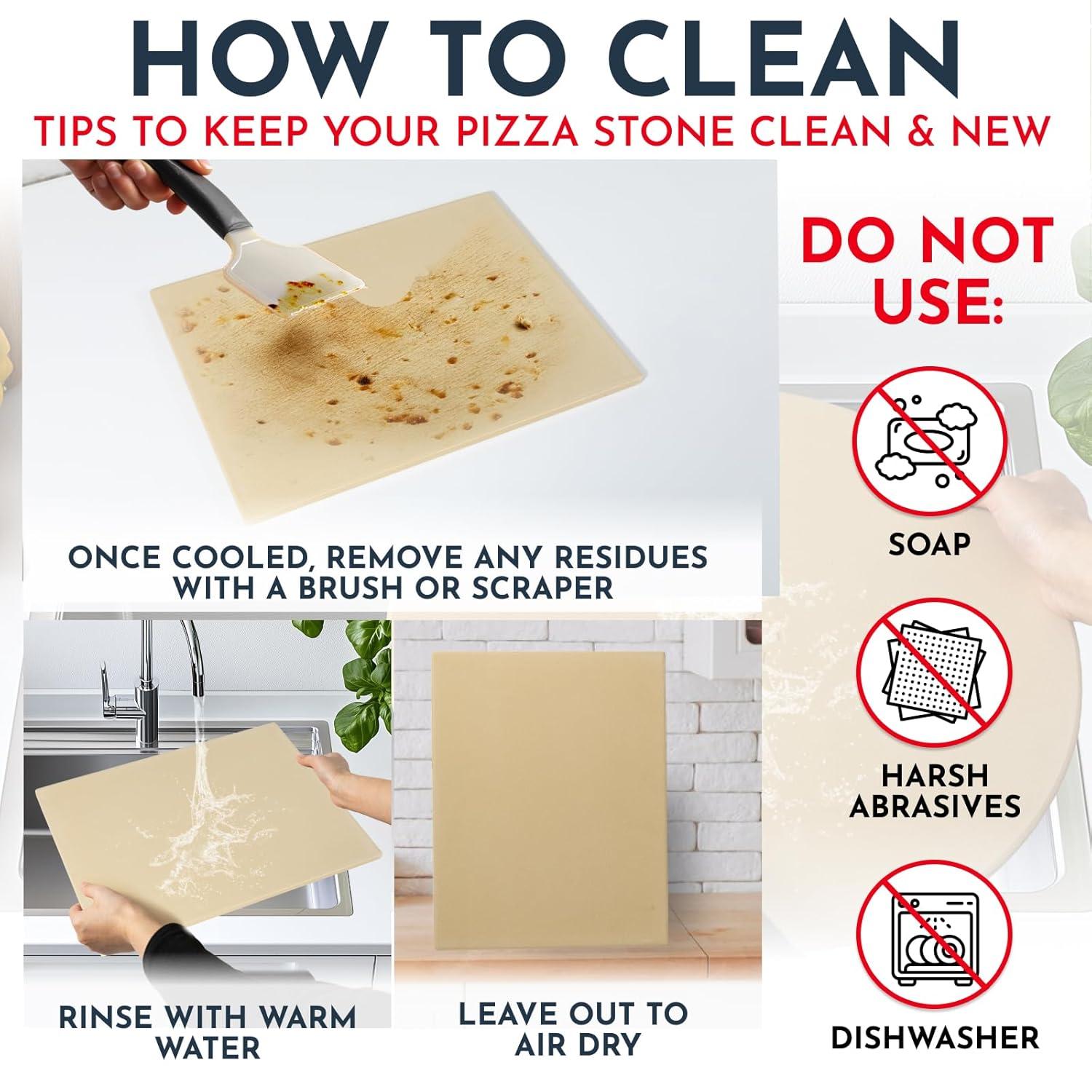 LIFETIME FLOORING LLC Pizza Stone For Oven Set -  Stone For Grill - 3PCS Pizzamaking Accessories - Large Pizza Oven Stones - Baking Stones For Bread And Pizzas