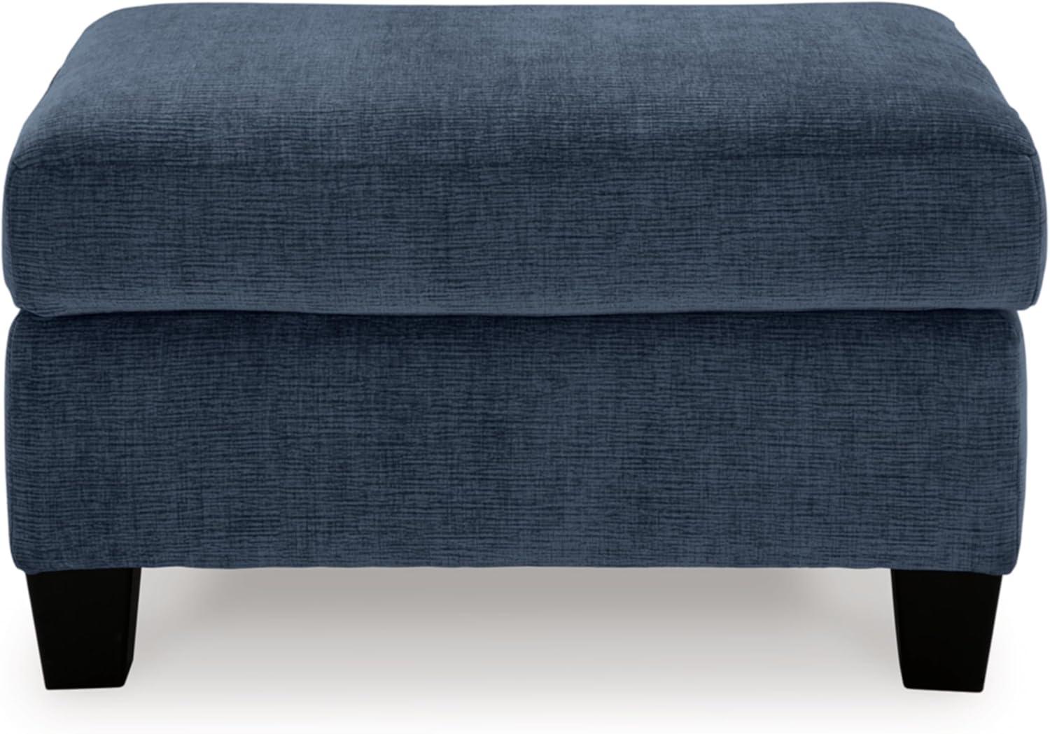 Blue Upholstered Rectangular Storage Ottoman