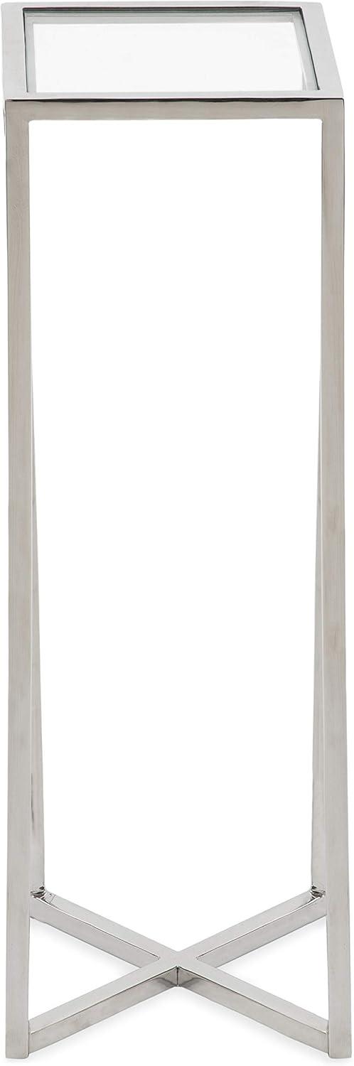 Kate and Laurel Jaspur Square Metal Drink Table, 7x7x21, Silver