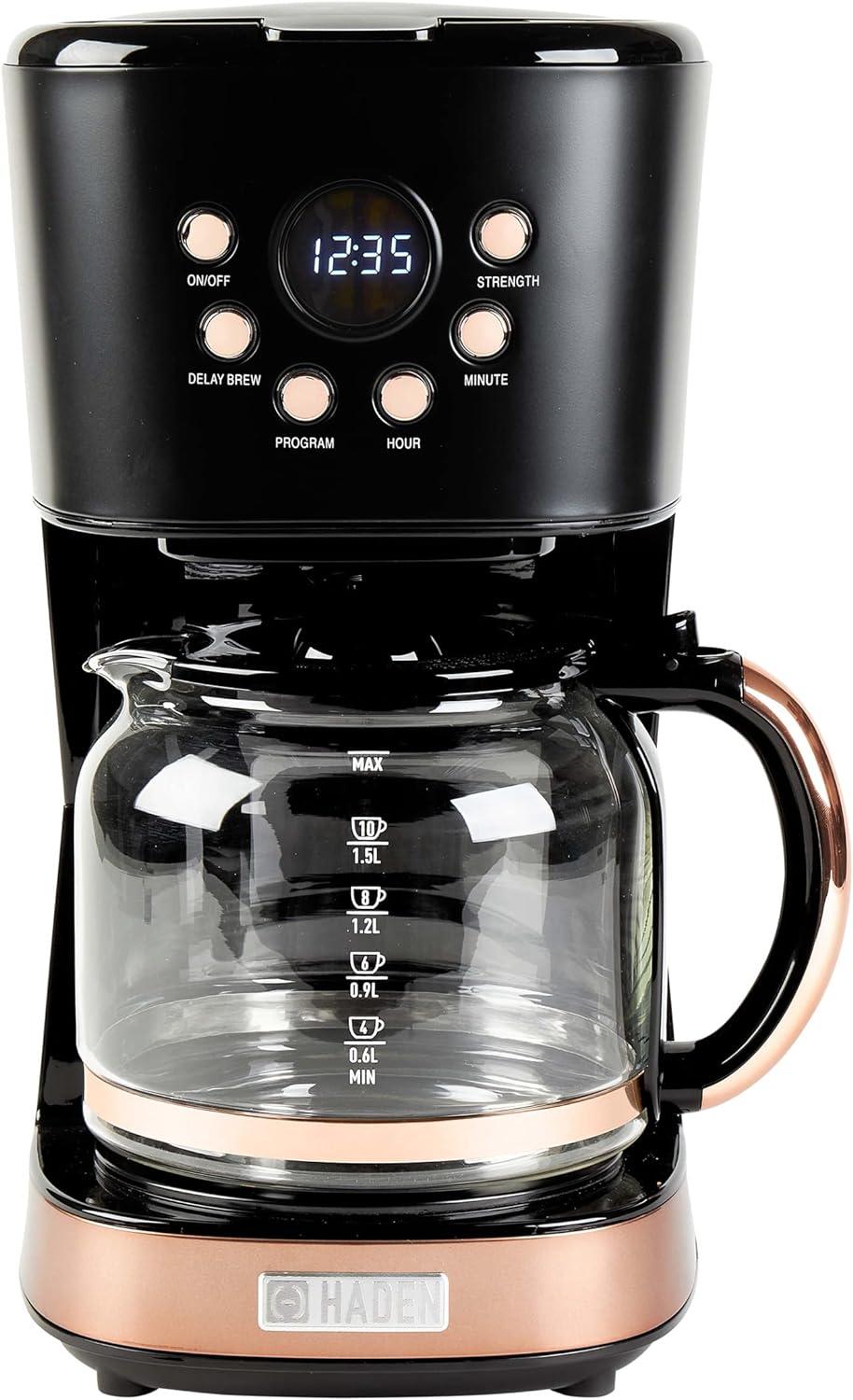 HADEN Black and Copper Programmable Drip Coffee Maker
