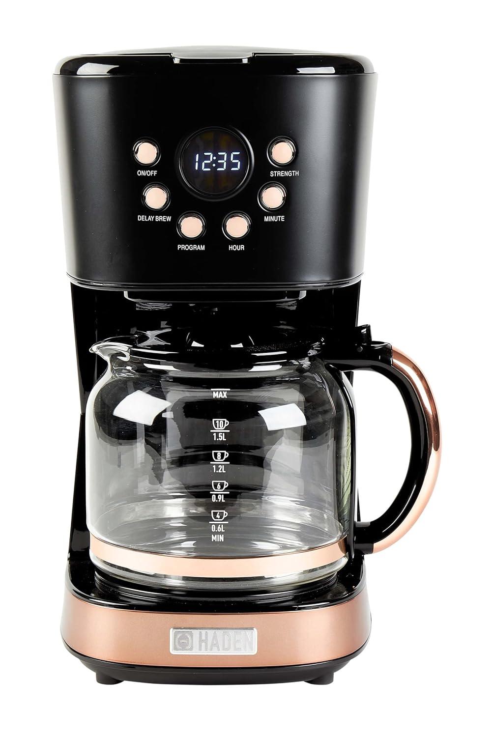 HADEN Black and Copper Programmable Drip Coffee Maker