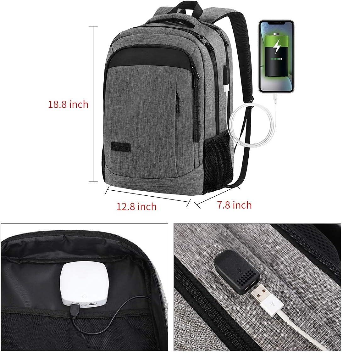 Gray Nylon Anti-Theft Travel Laptop Backpack with USB Port, 15.6 Inches