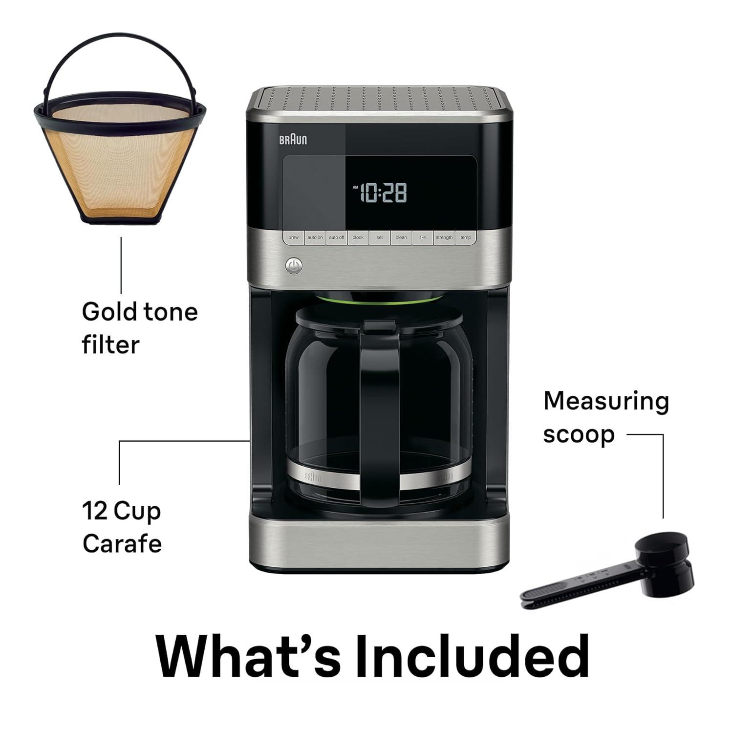 Braun BrewSense 12-Cup Drip Coffee Maker with Brew Strength Selector and Glass Carafe