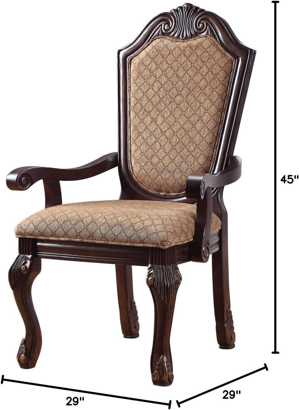 Chateau De Ville 29" Accent Chairs Fabric and Espresso - Acme Furniture: Luxurious Dining Armchair, Queen Anne Legs
