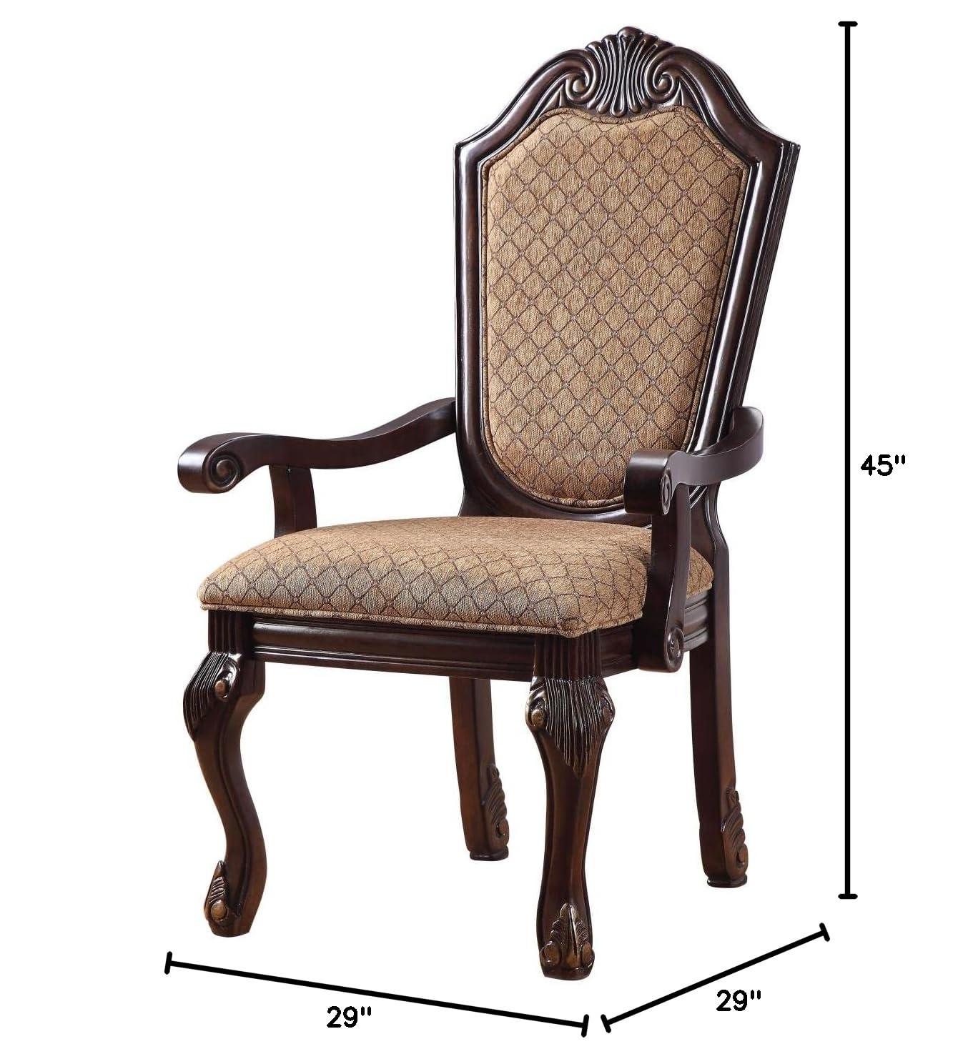 Chateau De Ville 29" Accent Chairs Fabric and Espresso - Acme Furniture: Luxurious Dining Armchair, Queen Anne Legs