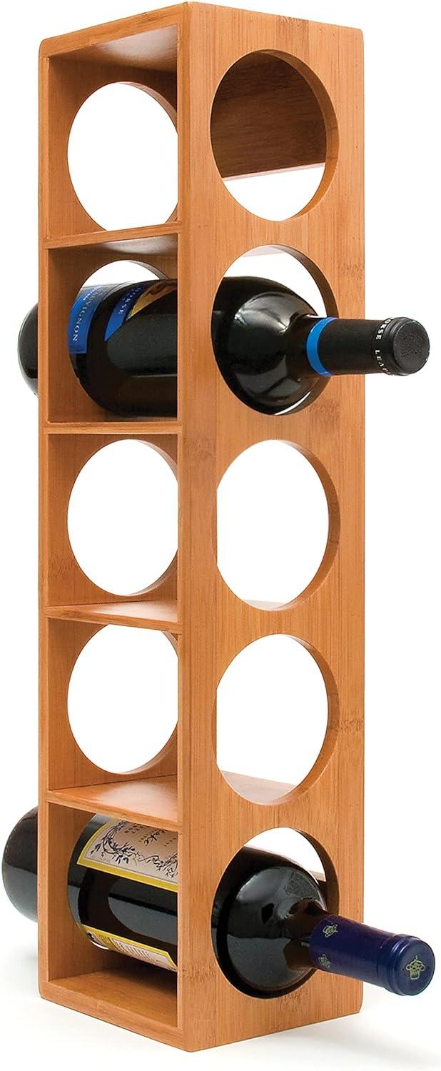 Lipper Bamboo Stackable 5-Bottle Wine Rack, Brown