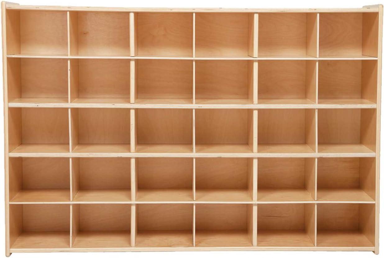 Natural Wood 30-Cubby Kids Storage Organizer