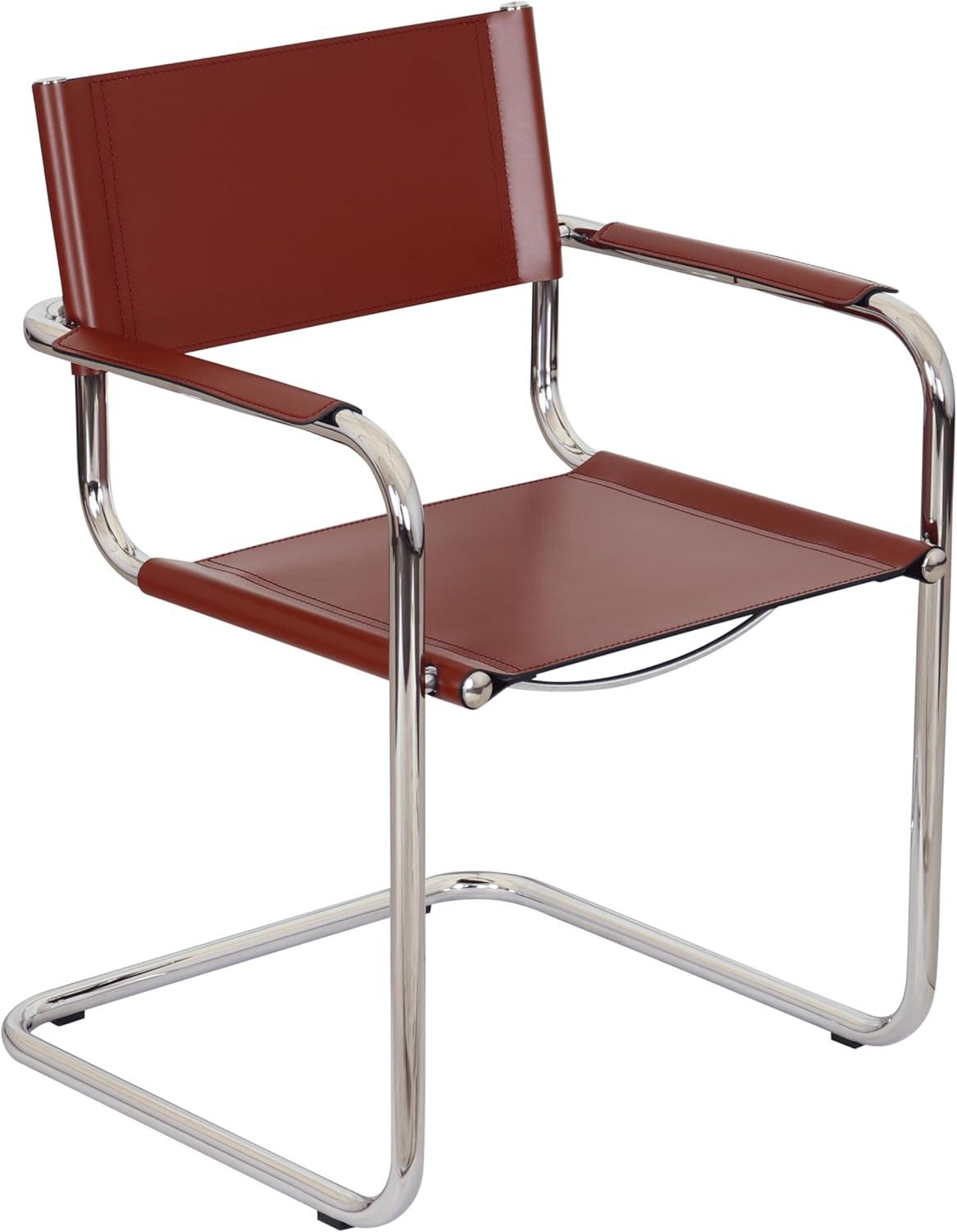 Breuer Chair Company Mart Stam Cantilever Armchair Arm Chair w/ Chrome-Plated Steel Frame (Various Bonded Leather Colors)
