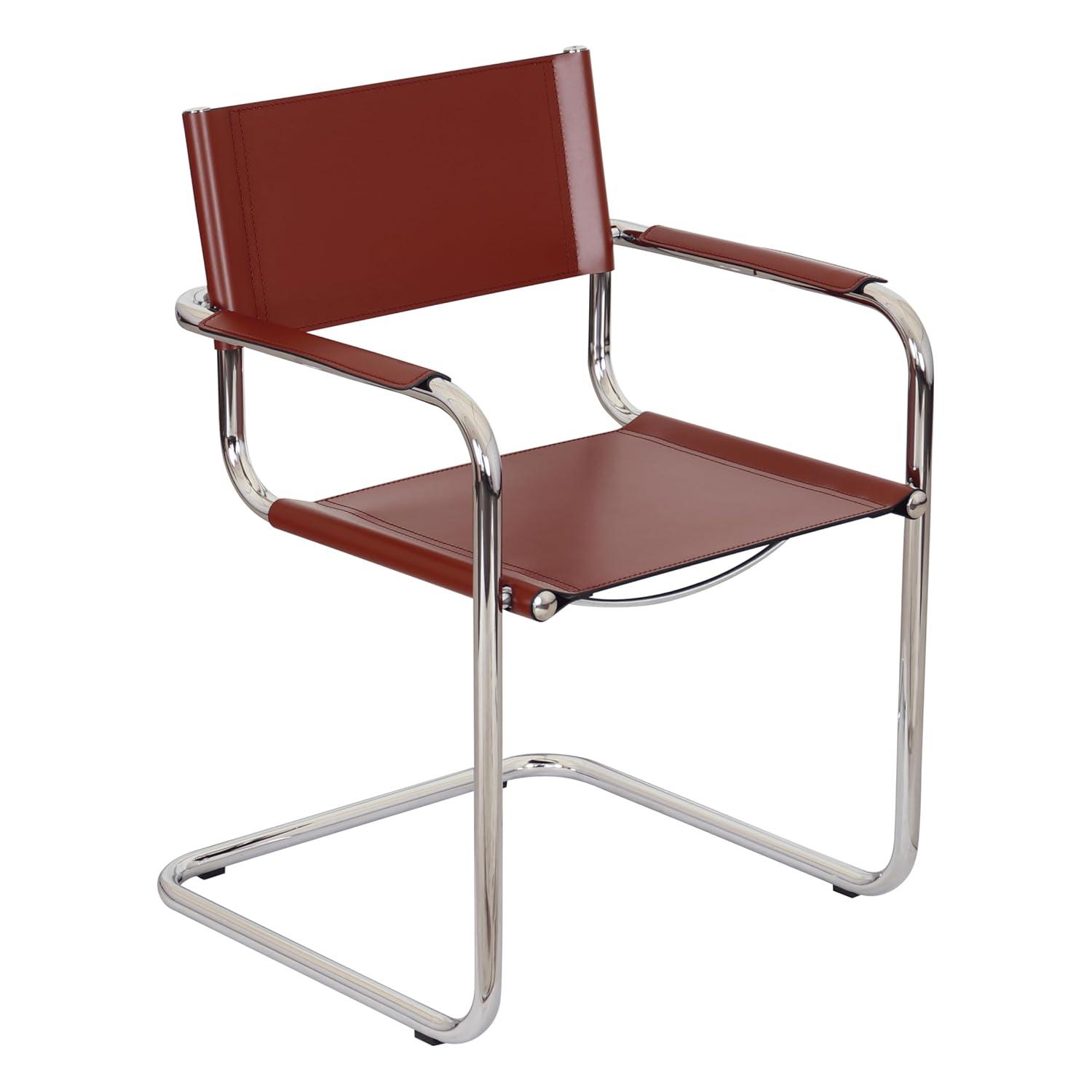 Breuer Chair Company Mart Stam Cantilever Armchair Arm Chair w/ Chrome-Plated Steel Frame (Various Bonded Leather Colors)