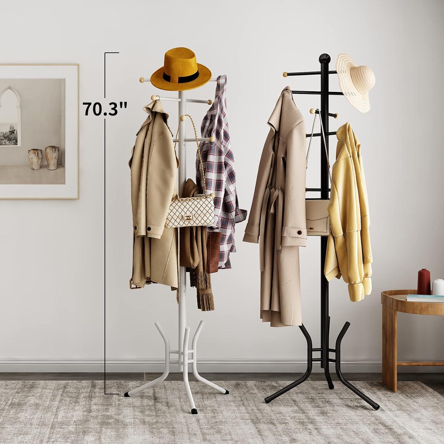 Wisdom Star Coat Racks Freestanding, 12 Hooks Coat Tree Freestanding Used in the Bedroom Living Room Office, Coat Hanger Stand Coat Rack Stand Can be Hang Clothes, Hats, Bags, Black